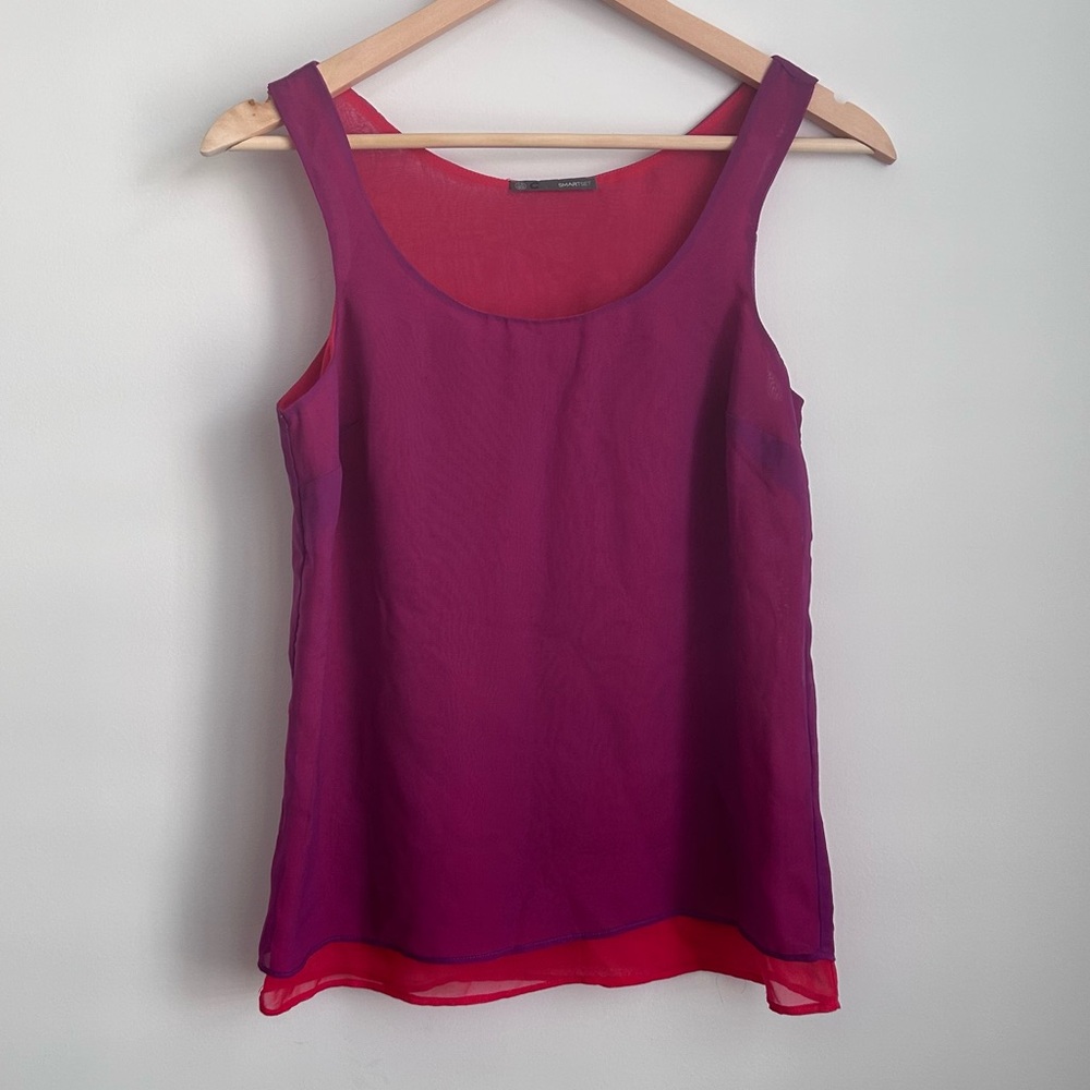 Y2K Smart Set Majenta and Red Sleeveless Blouse Double Layer